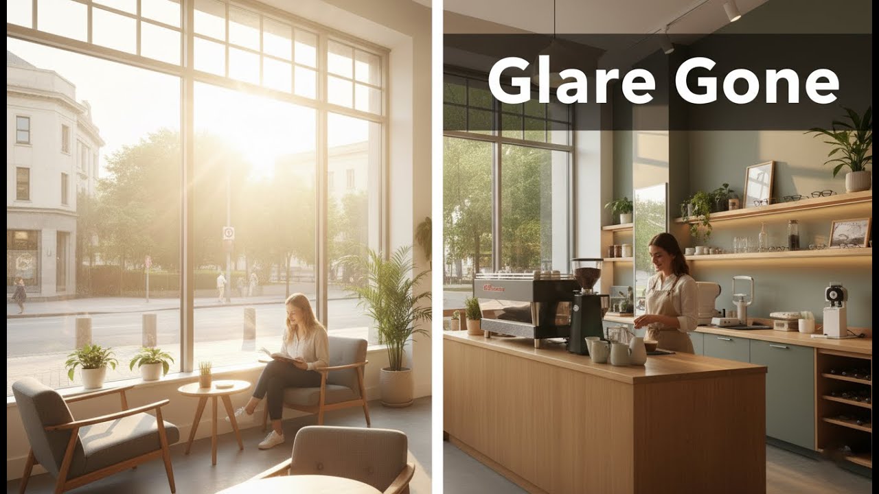 Glare Reduction Window Film Installation for Optometry & Coffee Shop | American Window Film