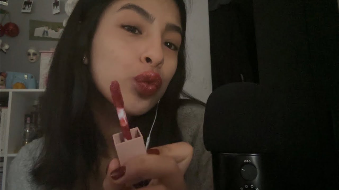 ASMR lipstick/lipgloss application💄❤️  (tingly mouth sounds)