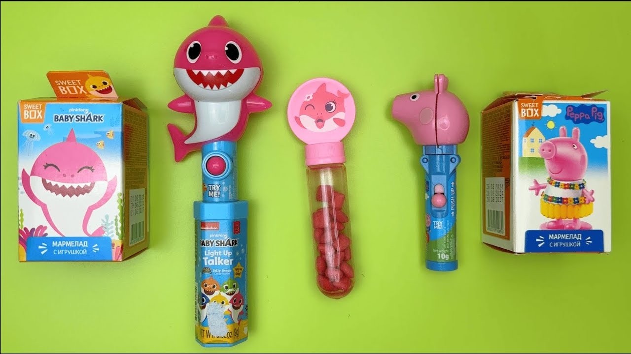🦈💙 Baby Shark Pez Dispenser ASMR | Crinkly Candy Wrappers & Egg Surprise Opening
