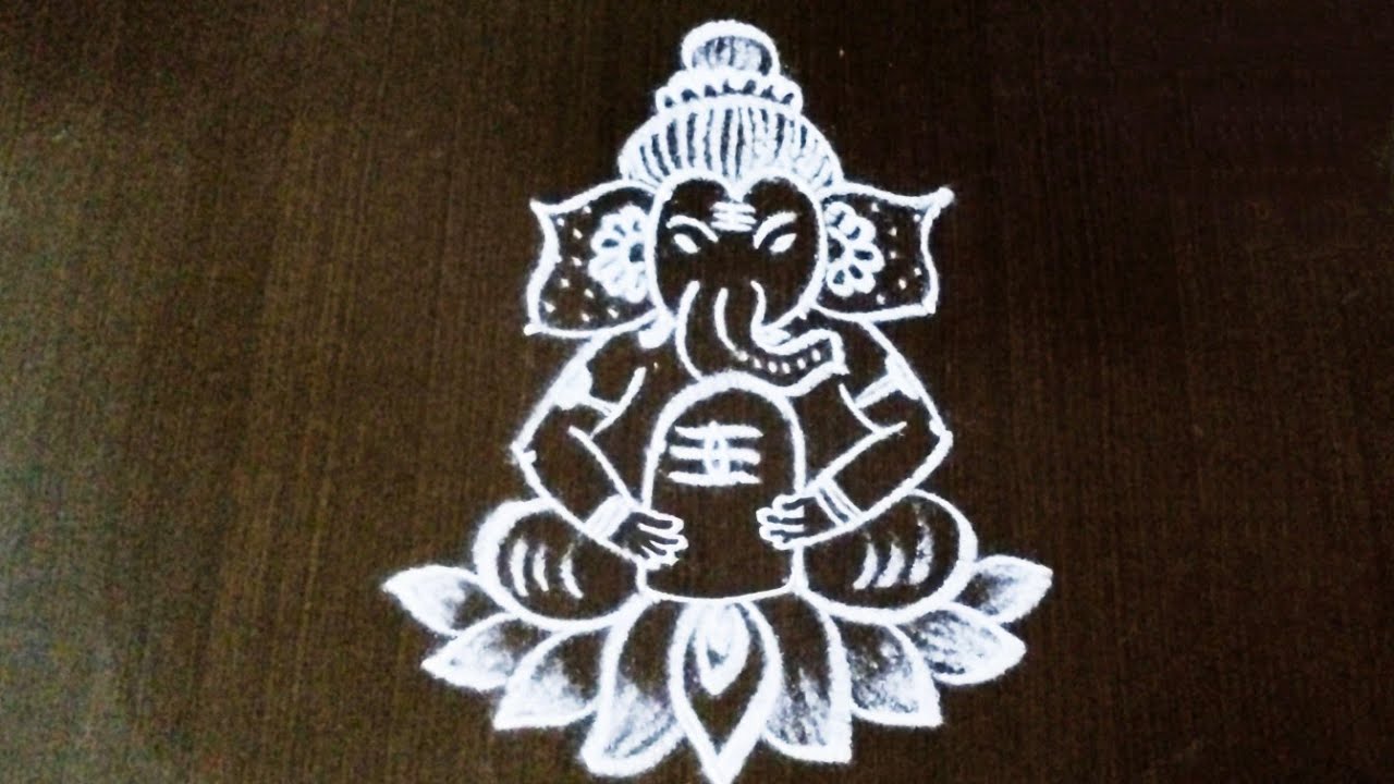 Ganesh rangoli design for shivratri/easy Shiv Linga rangoli with dots @nschannelrangoli