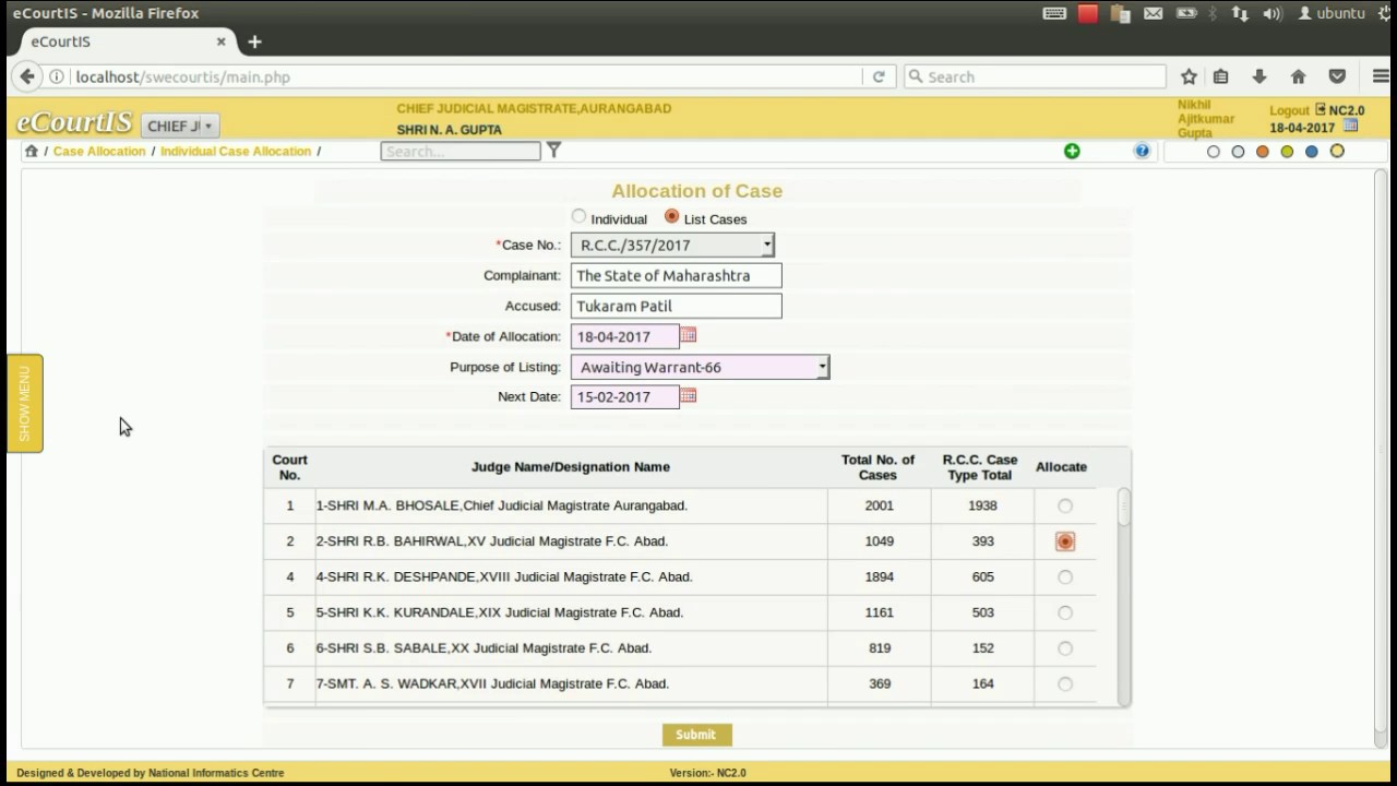 Allocation of single or bulk cases In CIS