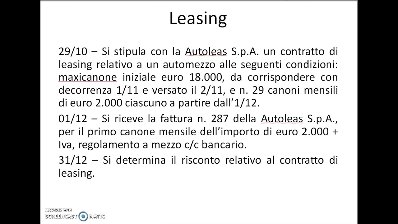Il leasing  @economiaaziendalepervoi