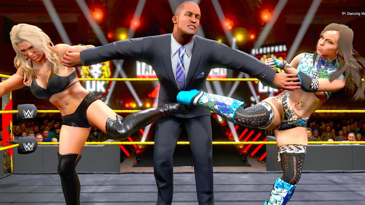 WWE 2k20: Beth Phoenix & Tegan Nox vs Michael Cole & Byron Saxton, Intergender wrestling