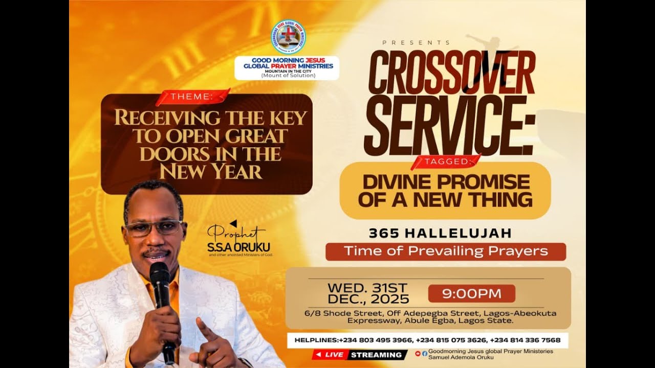 CROSS OVER SERVICE - THEME: RECEIVING THE KEY TO OPEN GREAT DOORS IN THE NEW YEAR