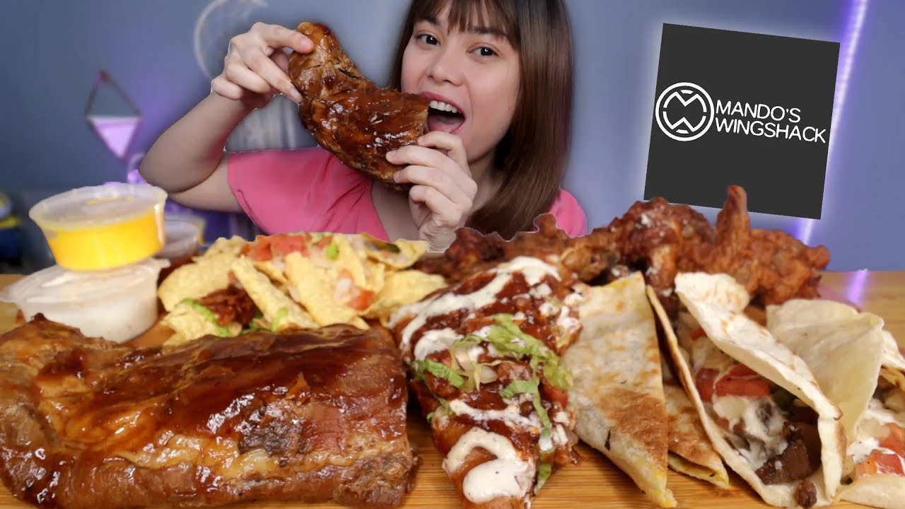 HONEY BBQ PORK RIBS, CHICKEN WINGS, QUESADILLAS, BEEF SOFT TACOS, NACHOS and CHIMICHANGA MUKBANG