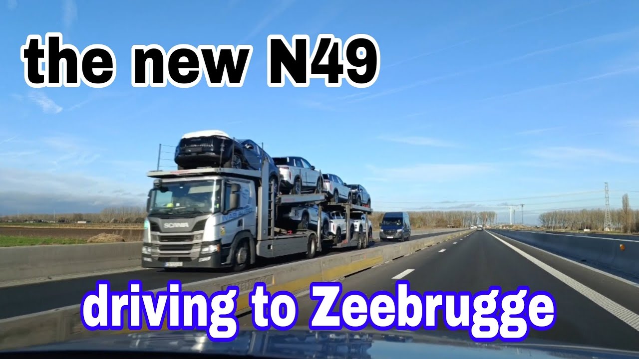Smooth driving N49 road from Maldegem to Zeebrugge