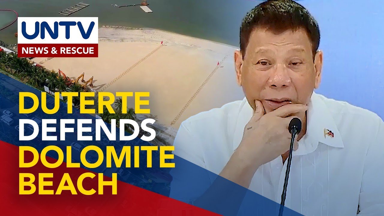 President Rodrigo Duterte defends dolomite beach in Manila Bay