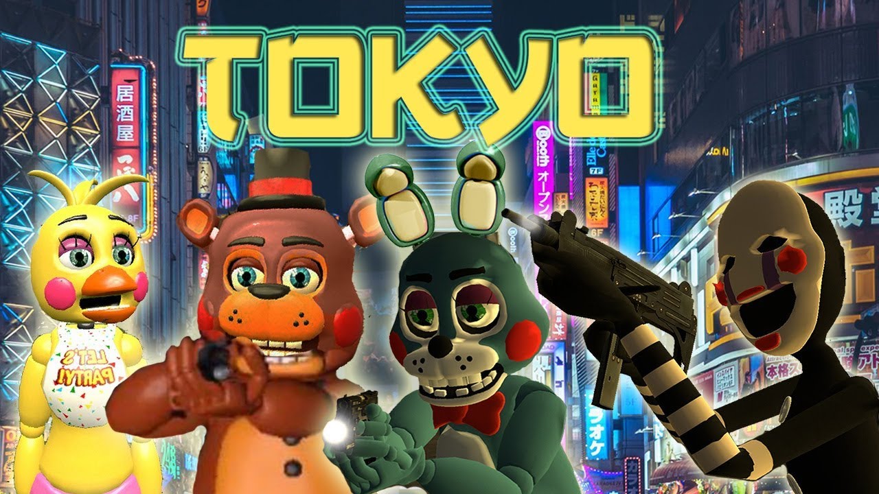 LA PATRULLA ANIMATRÓNICA DE FNAF EN TOKYO ⭐️ (Five Nights at Freddy's) | iTownGamePlay