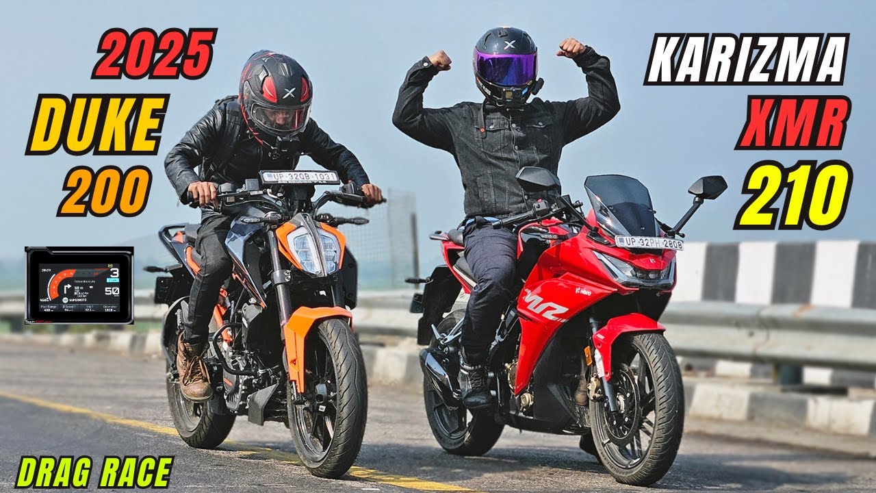 2025 Ktm Duke 200 Colorful Display Vs Hero Karizma Xmr 210 Drag Race | First On Youtube