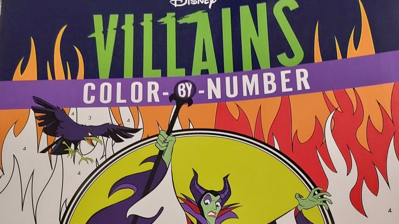 Disney Villains Color by Number- Review and Finished Pages Flip Through