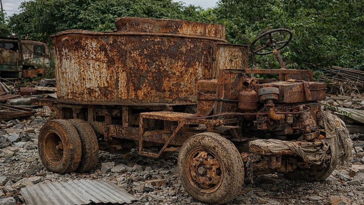 “Restoring a Completely Rusted Concrete Mixer Found in a Concrete Scrap Yard”