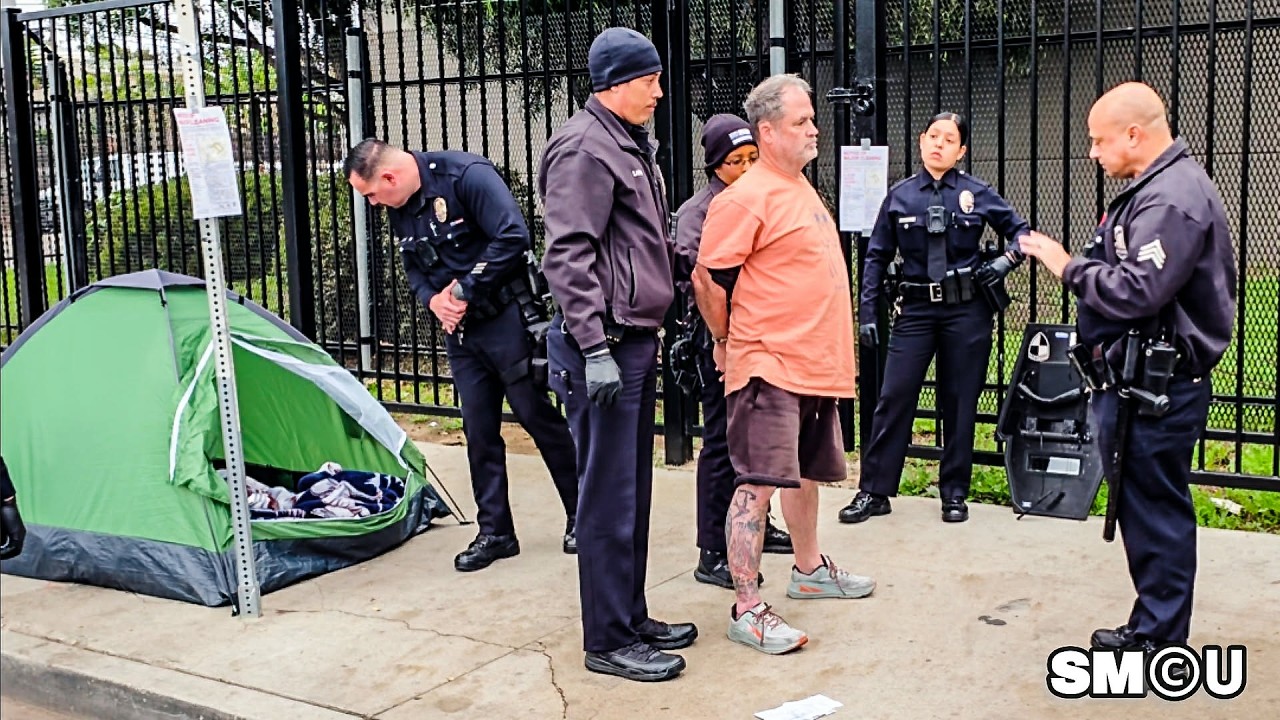 𝗣𝗢𝗟𝗜𝗖𝗘 𝗔𝗥𝗥𝗘𝗦𝗧: LAPD Arrests Homeless Man After Refusal to Vacate Encampment in Venice
