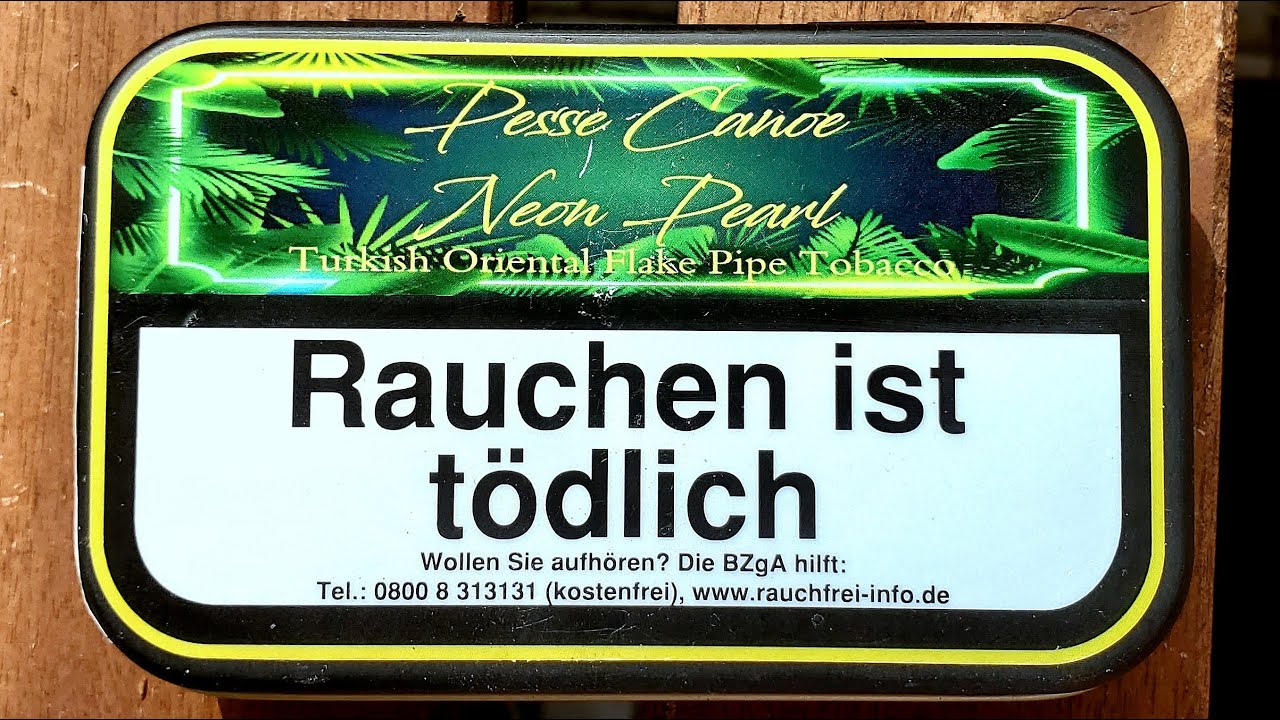 🇩🇪🇺🇸 Pfeife rauchen | Gladora – Pesse Canoe »Neon Pearl« Flake Tobacco | Pfeifentabak | Pipe Smoking