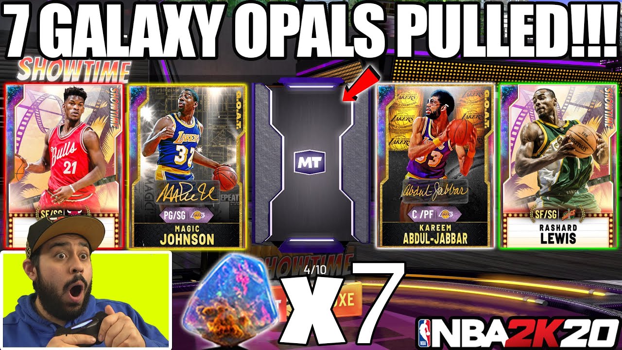 WE PULLED 7 GALAXY OPALS WITH THE NEW GOAT KAREEM SHOWTIME PACKS IN NBA 2K20 MYTEAM PACK OPENING