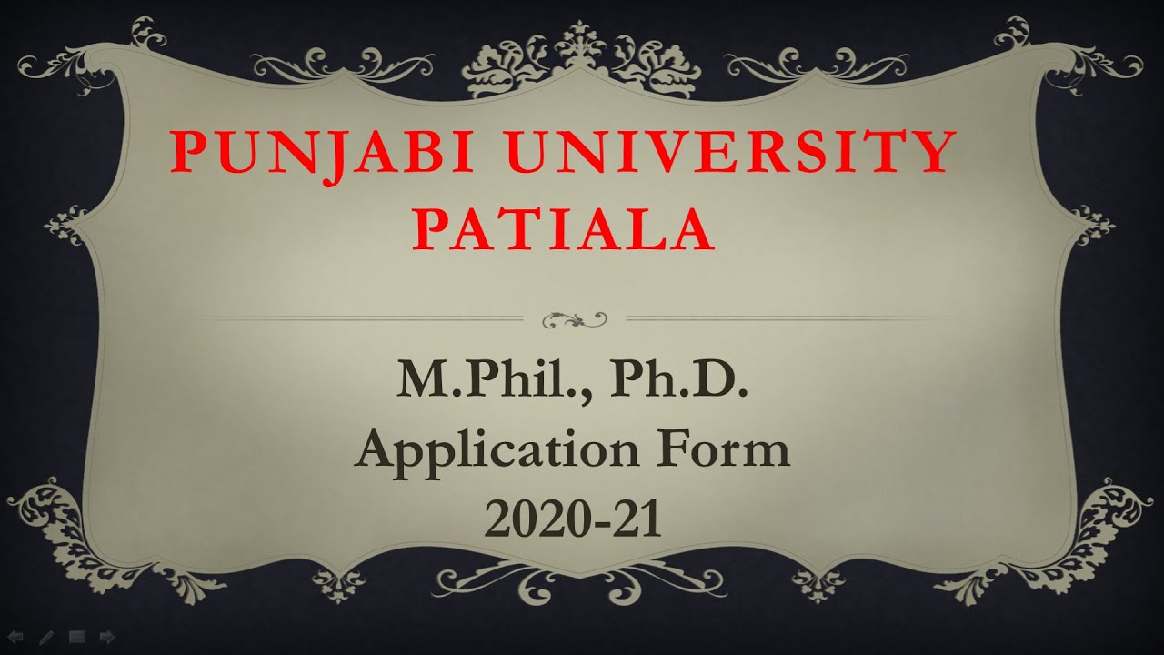 M.phil., Ph.D, Admissions 2020-21 | Punjabi University Patiala