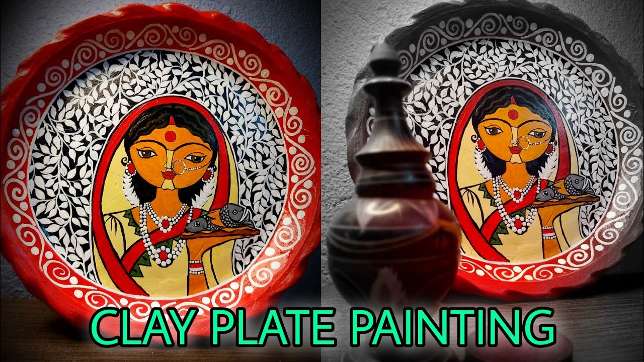 Clay Plate Painting with Some BengaliTradition || Fabric Colour || #claypotpainting #fabricpainting