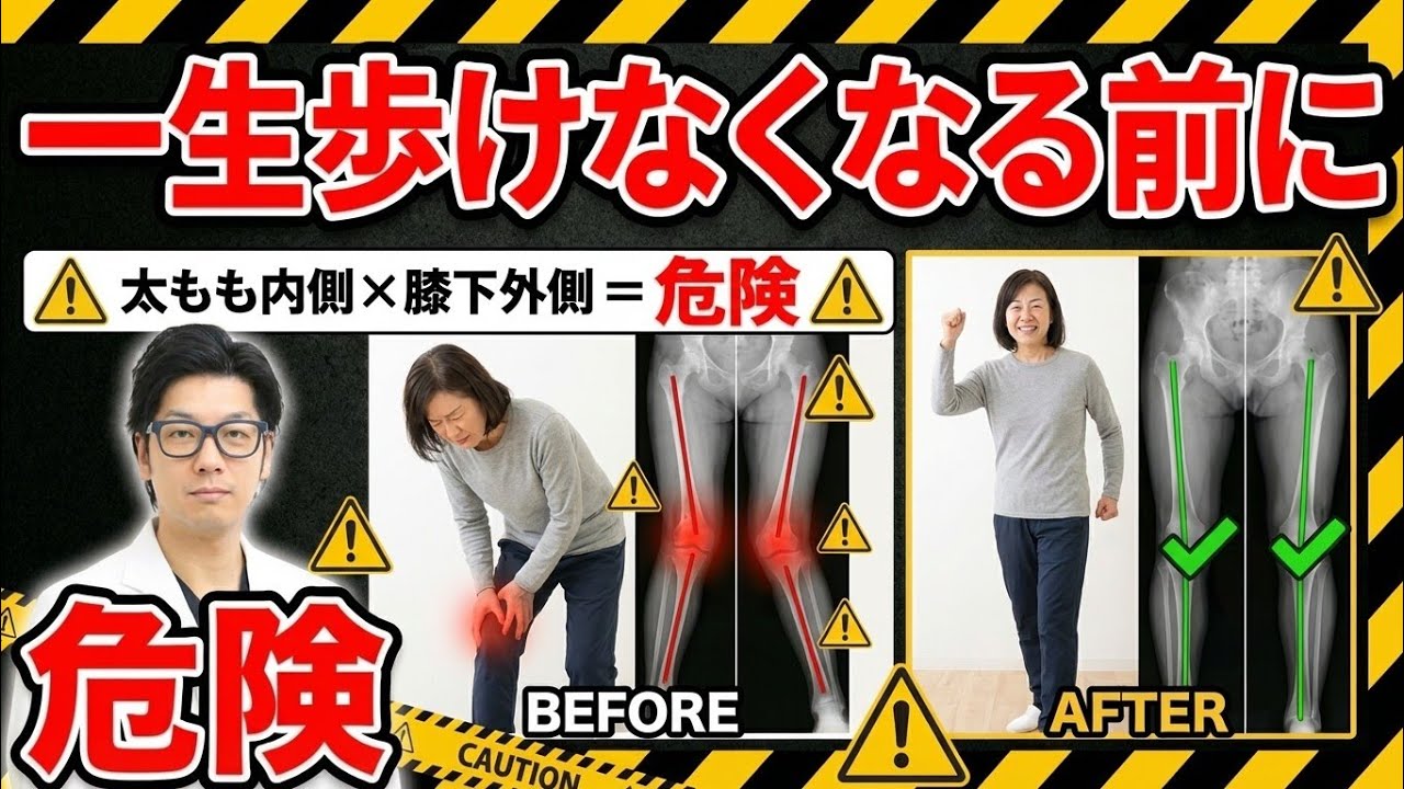 ※膝が痛い人は絶対見て。太ももと膝下が『逆にねじれて』いませんか？放置すると将来歩行困難になる予備軍のサイン