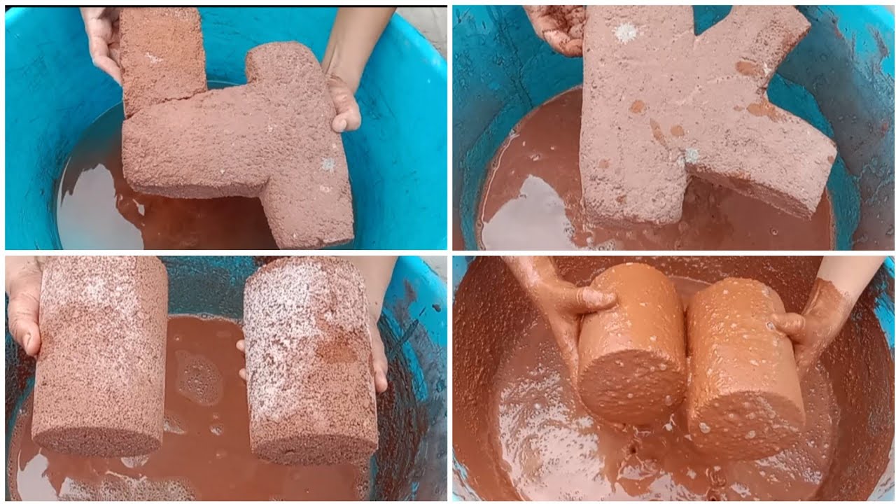 ASMR|pure red dirt shape's dry+water crumbling 💦 super amazing video