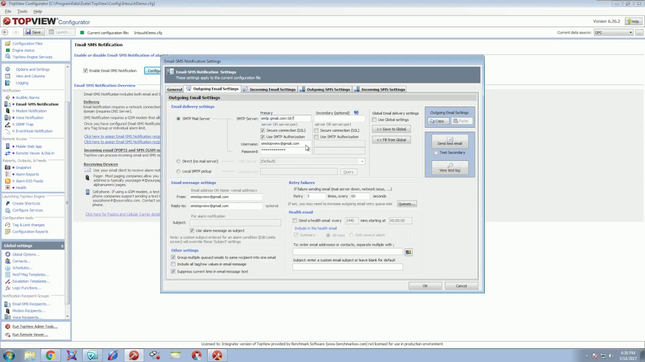 TopView Email/SMS Setup