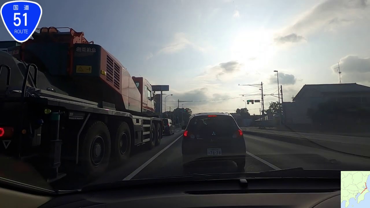 国道51号線　千葉県　広小路交差点　&rArr;　茨城県　水戸駅前交差点　等速　Route 51, Hirokoji intersection, Mito station front intersection
