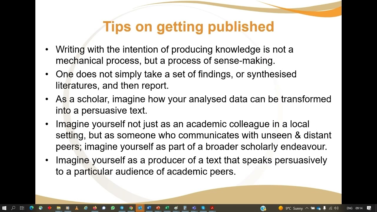 M&D Training Workshop - Getting Published Writing for Journal Publication - Prof Mnkandla