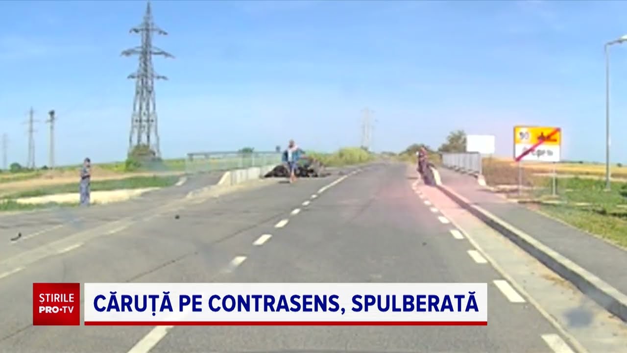 O căruță în care se aflau două persoane a fost spulberată de un șofer băut