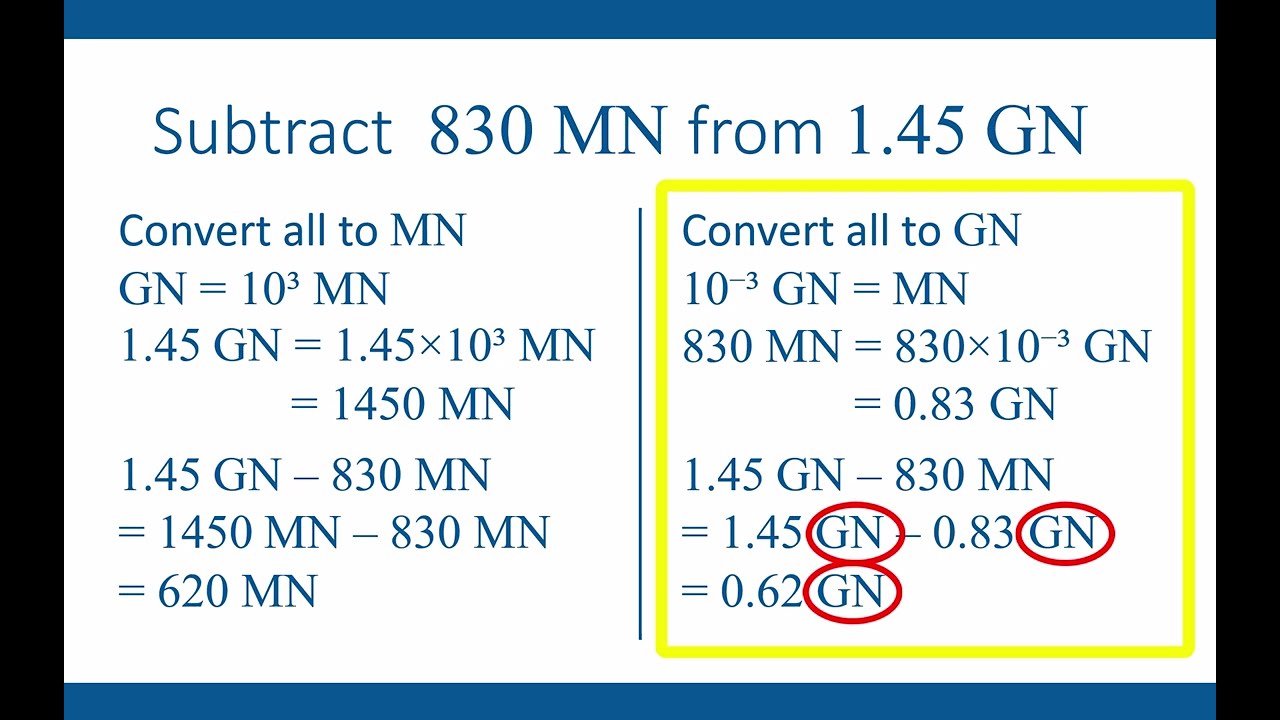 Addition and Subtraction Using SI Prefixes