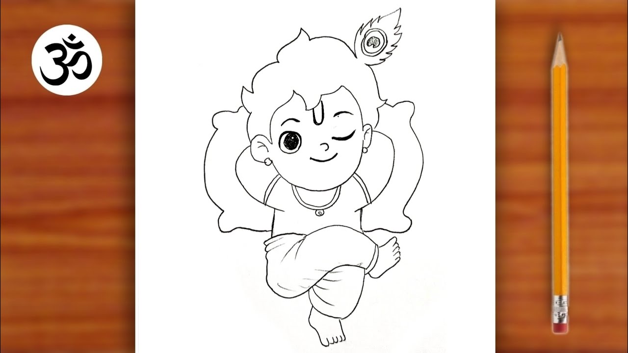 Little Krishna Drawing Very Easy || Easy God Drawing || chitra