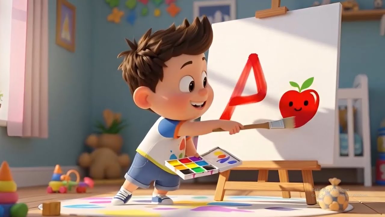 A to Z ABCD Painting 🎨 | Learn Alphabets with Cute Kid Animation | Kids Nursery