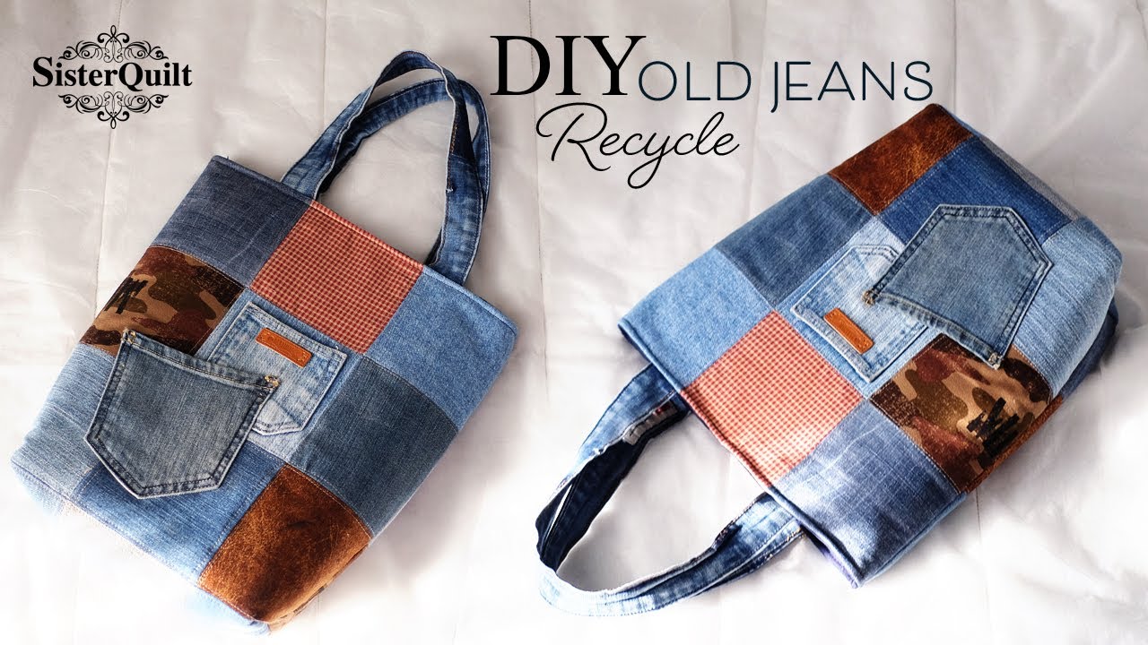 DIY Old Jeans​ Recycle​ Tote​ Bag​ | Tutorial (EP163)