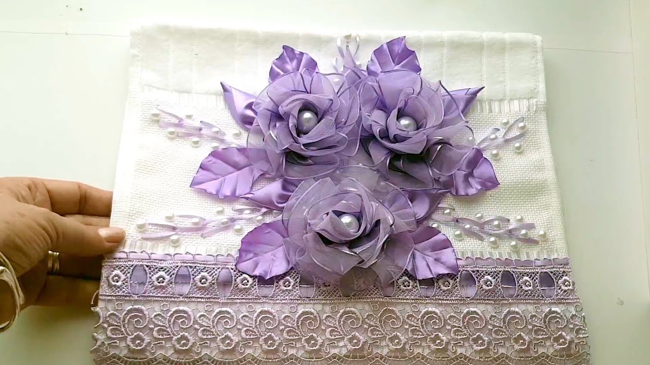 Bordado com fita de cetim - Mais uma Flor Lilás pra quem ama Lilás