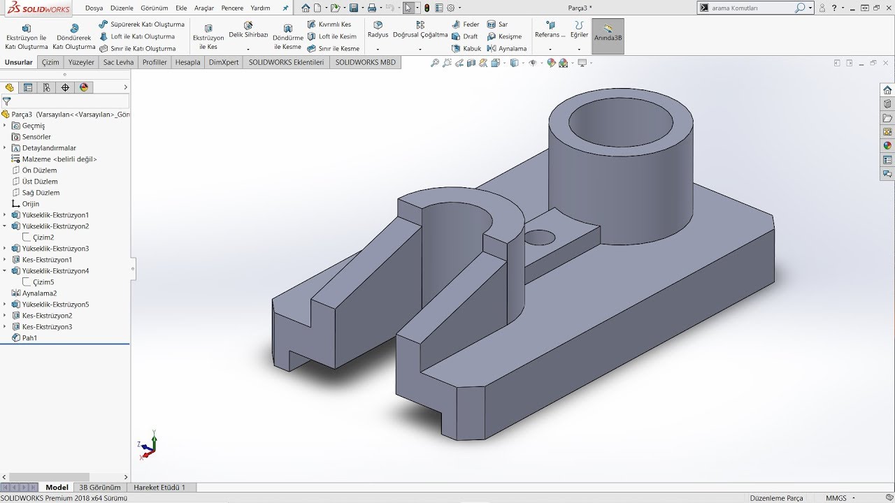 SolidWorks Sınava Yardımcı Katı Moelleme Örneği (Sizden Gelenler)