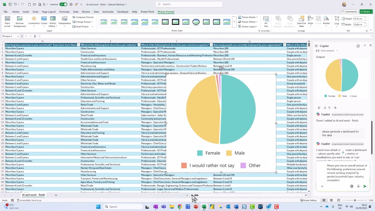 Experimenting with Excel and AI part one co-pilot