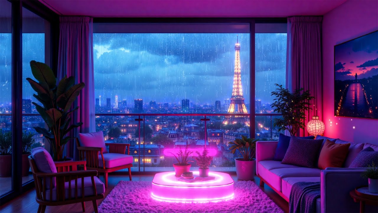 Paris Chill Lofi 🎧 Soft Rain Sounds & Lofi Chill Beats for Calm Late Night Relaxing 🌧️ Rainy Night