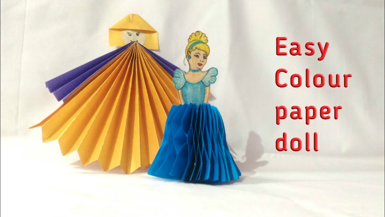 How to make paper doll/ Paper ki doll kese banay/easy colour paper doll making