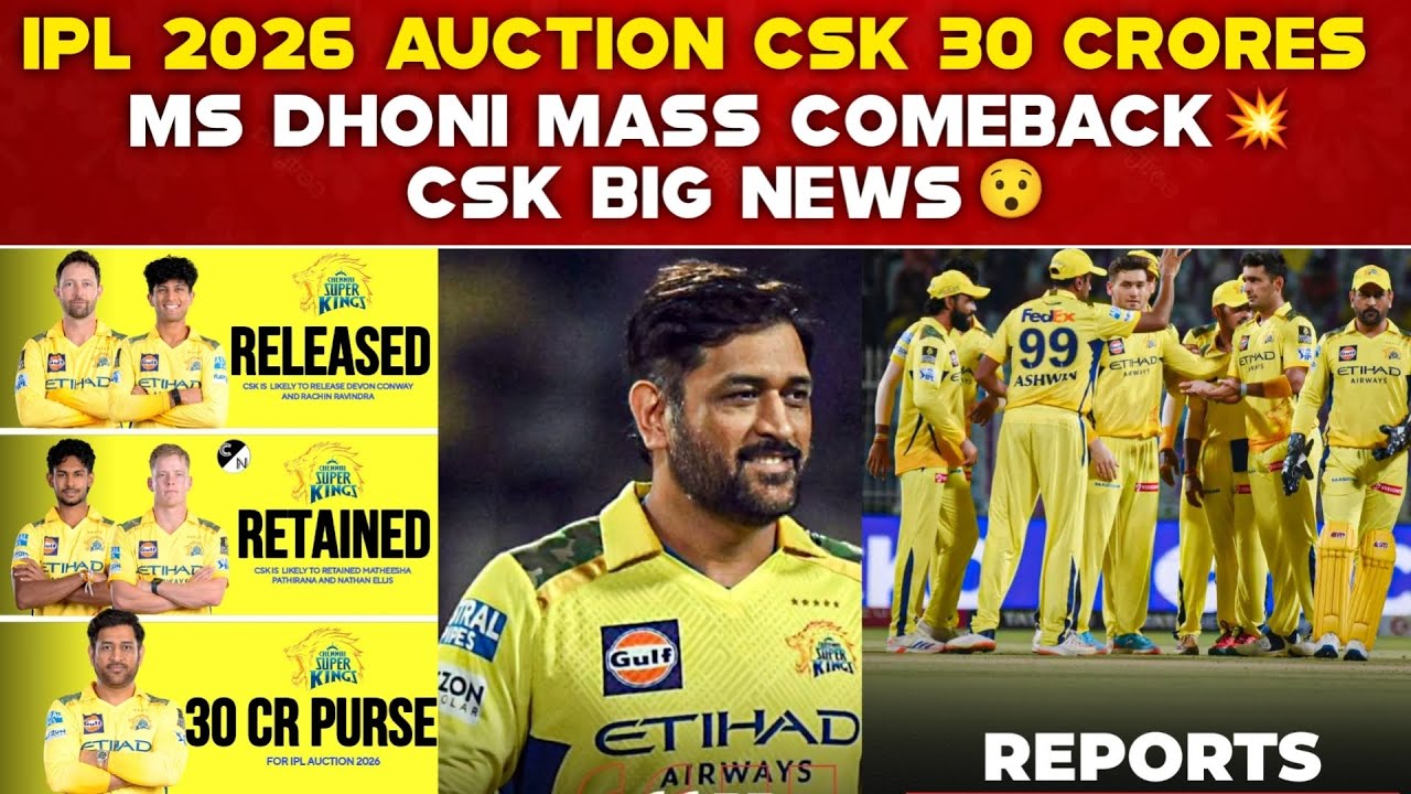 Призовой фонд аукциона IPL 2026 CSK 30 крор 😯 Мисс Дхони Масс возвращается 💥 Большие новости CSK ...