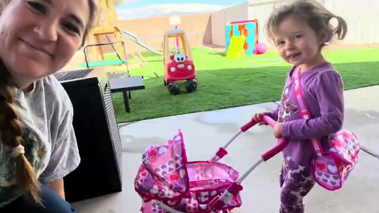 BABESIDE 10-Piece Foldable Doll Stroller with Baby Doll Accessories for Pretend Play