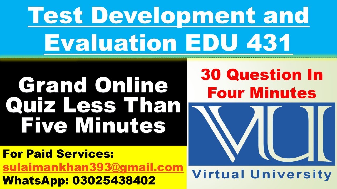 B.Ed. (EDU 431) Important MCQs / Midterm / Grand Quiz Live Recording l Get 100 %