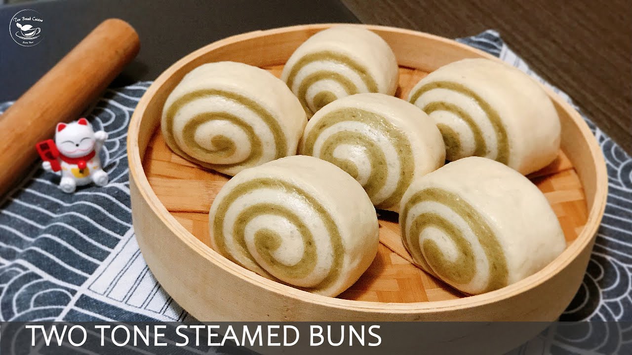 【麵包食譜】雙色鮮奶饅頭～ 抹茶口味| ASMR (Two Tone Steamed Buns recipe) [Eng Sub]