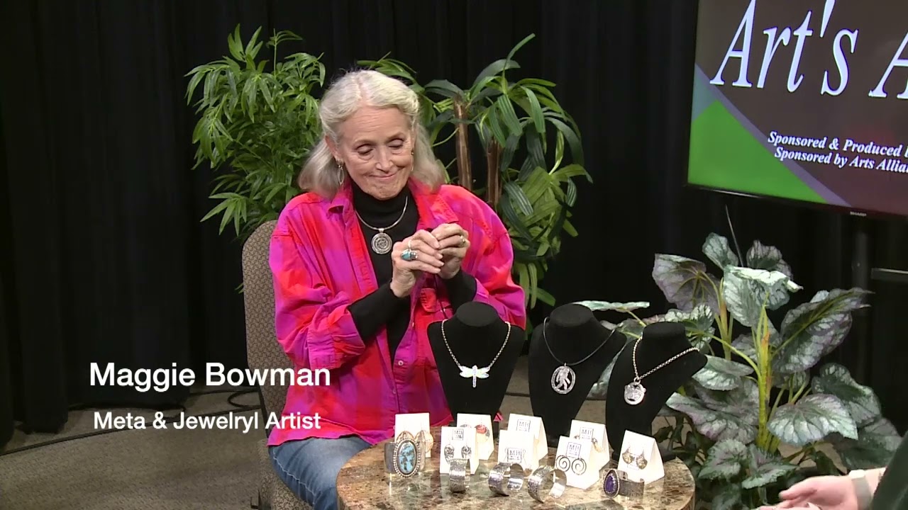 Maggie Bowman Metal & Jewelry Artist talks about her jewelry art with Arts Alive host Courtney Terry