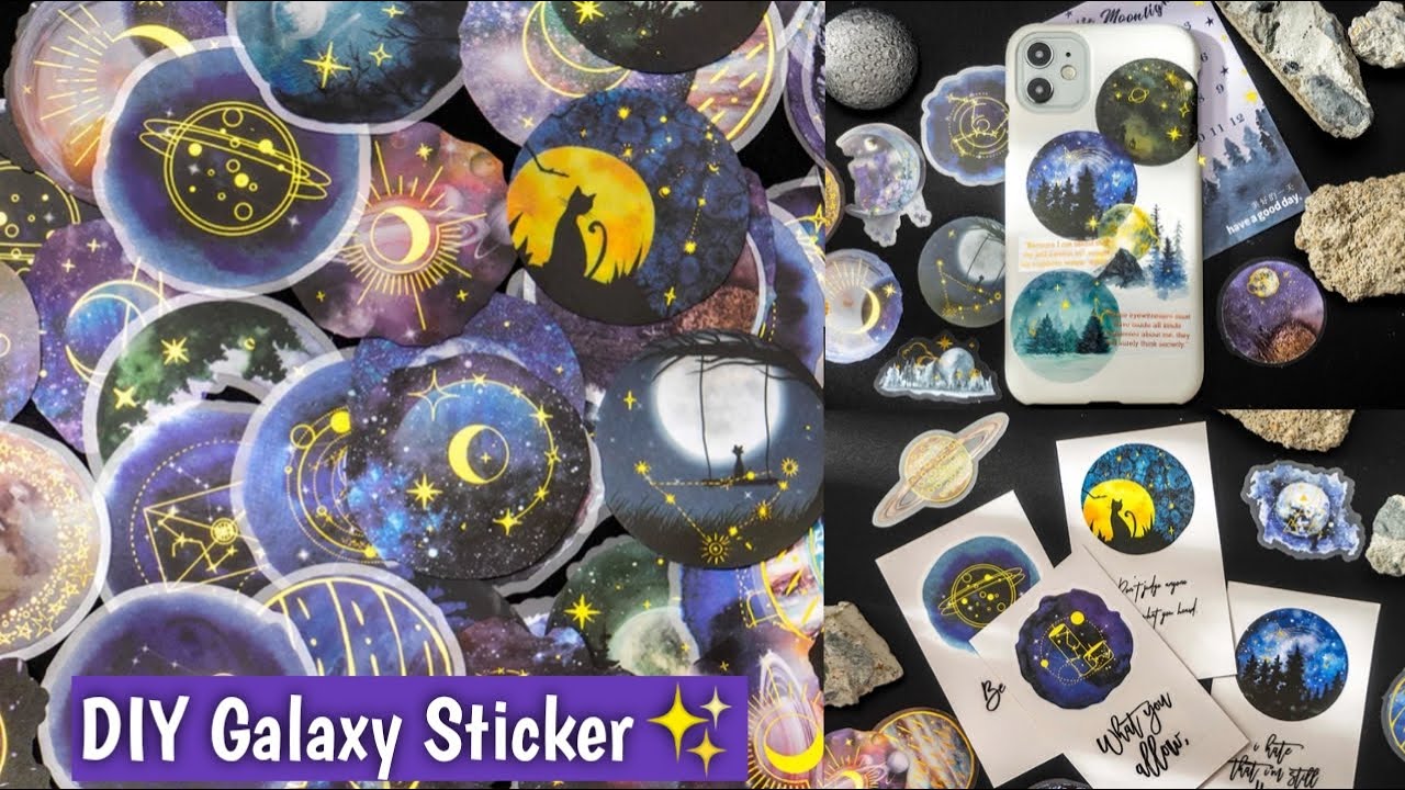How to make stickers at home 🌟 DIY GALAXY Stickers for Journal 🌌 #craftersworld #journal #stickers