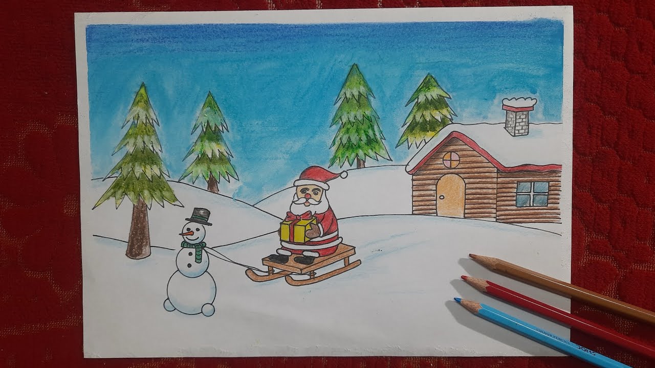 Christmas Day Special Drawing | Easy Christmas Drawing | How Merry Christmas Drawing | 