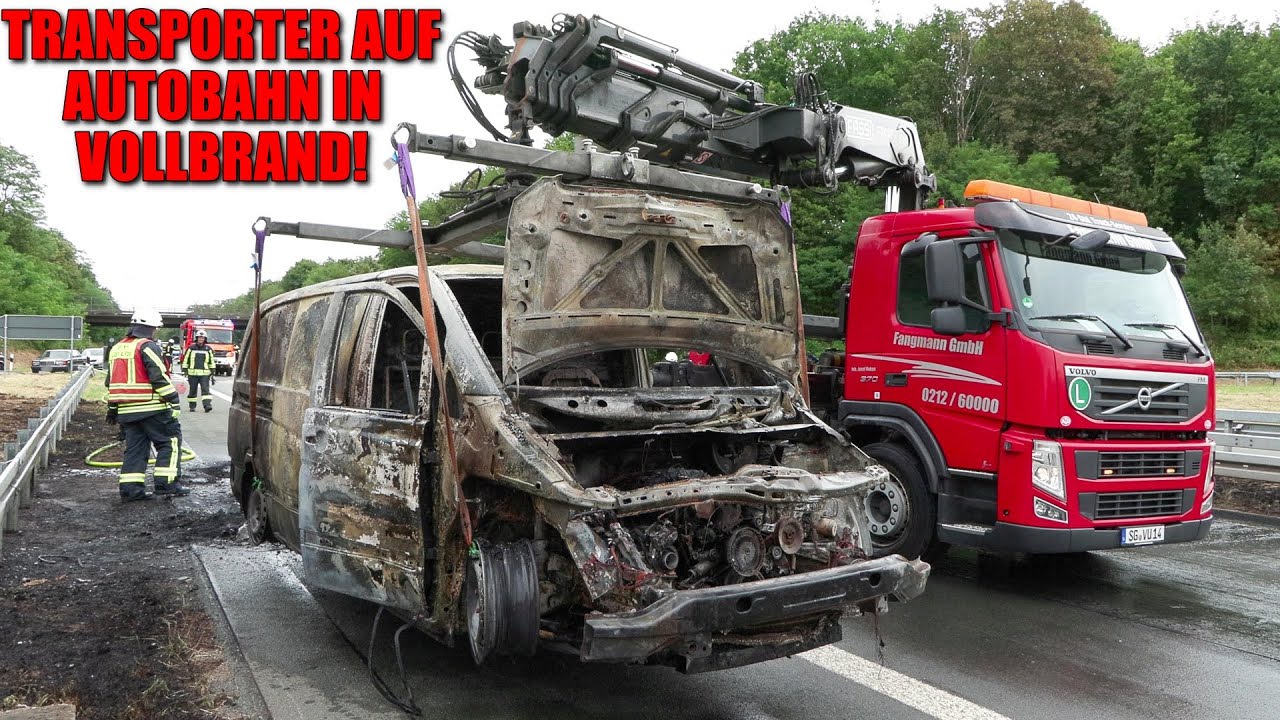 [TRANSPORTER AUF A542 IN VOLLBRAND!] - Brandausbreitung auf Grünflächen - Vollsperrung - Langenfeld