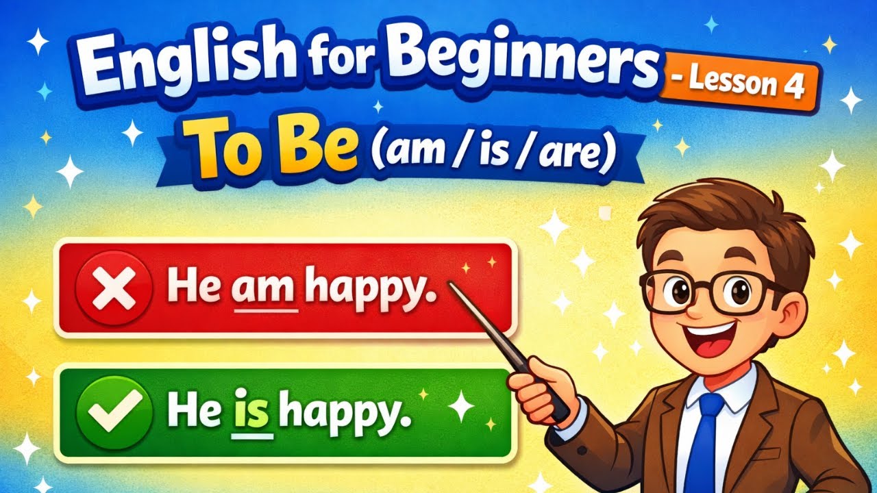 Lesson 4: Using “To Be” (Am, Is, Are) | English for Beginners | Step-by-Step