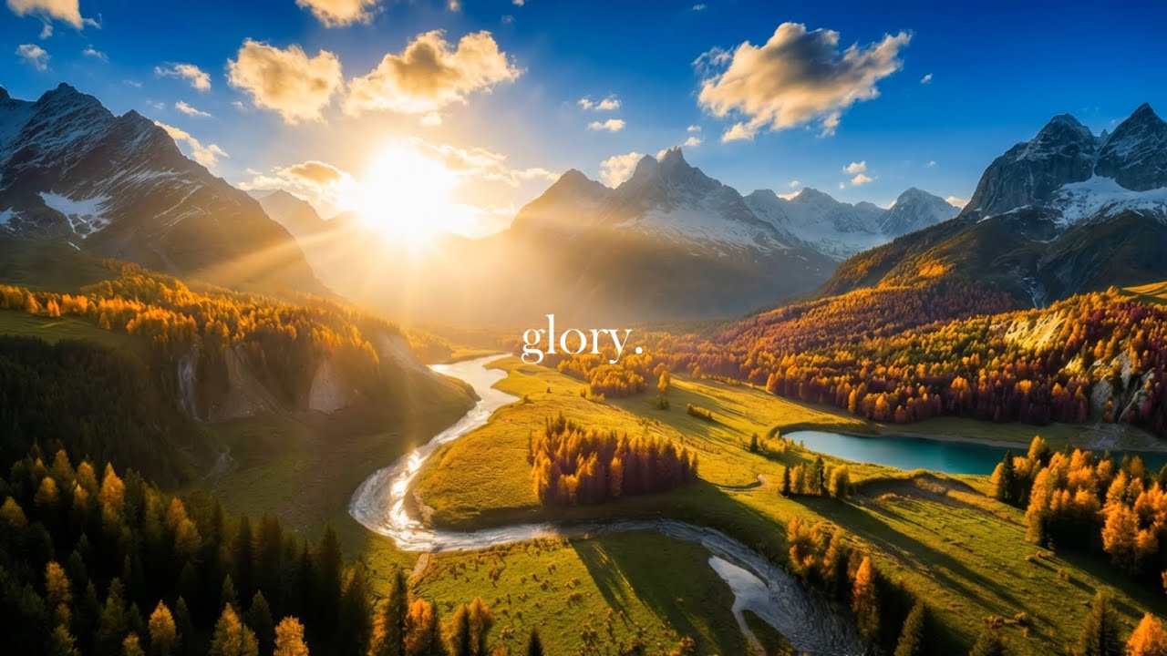 God’s Glory ✨ Mountain Sunset Ambience: Golden Valley & Flowing River