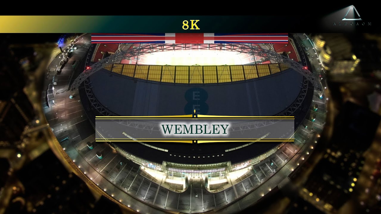 NOCHE EN WEMBLEY, The Home of Football / Estadio Wembley en Londres, desde el aire 8K, Norman Foster