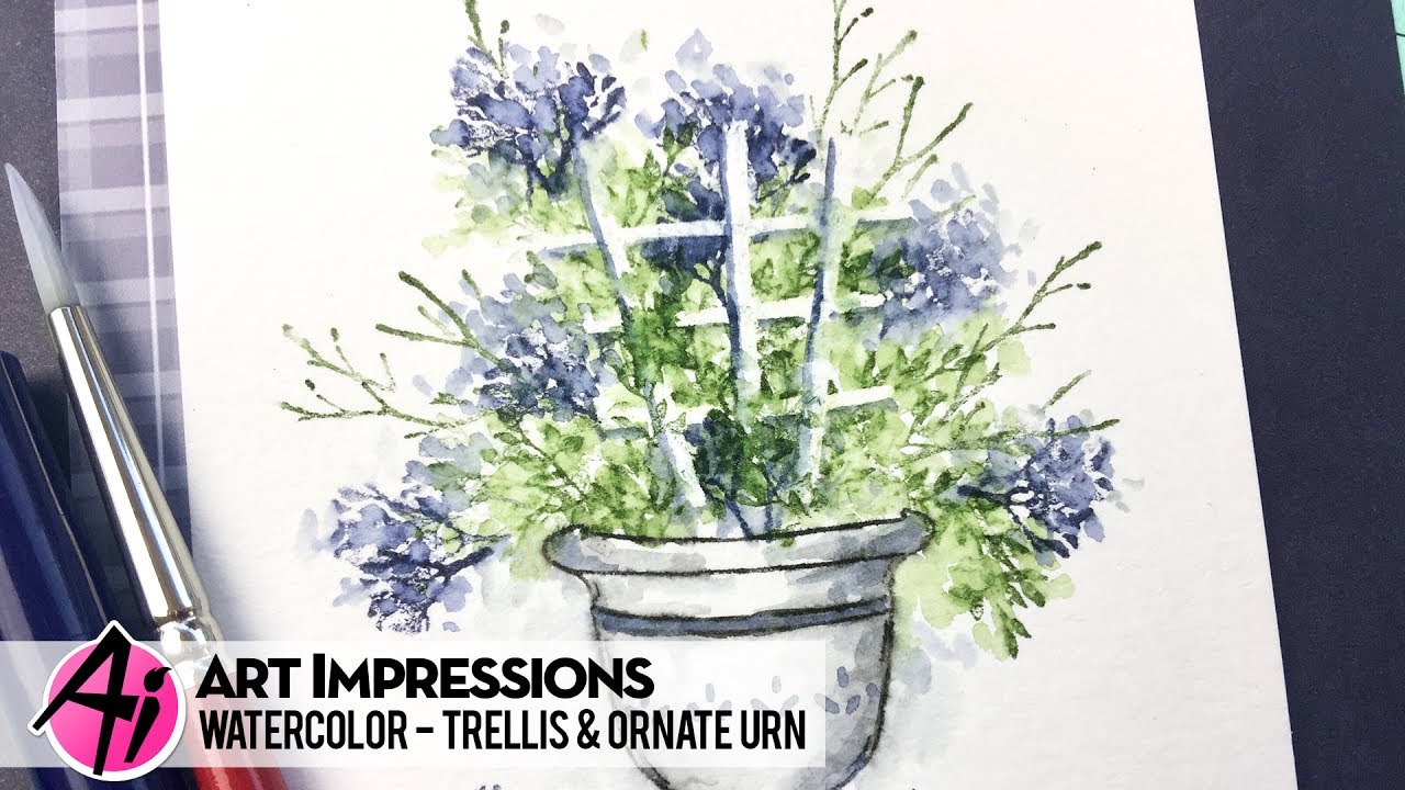 Ai Watercolor - Trellis & Ornate Urn