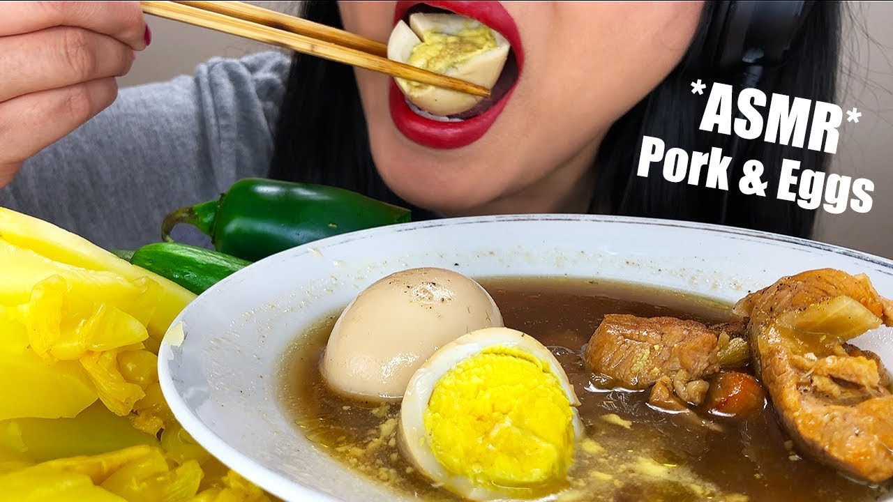 ** ASMR CARAMELIZED PORK & EGGS ** RICE PLATTER with Spicy Peppers | No Talking ASMR Phan