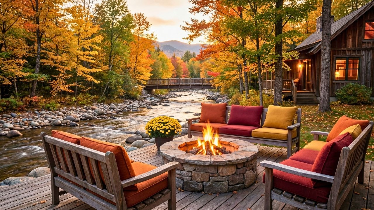 Riverside Spring Retreat Vibes | Cozy Cabin Porch with Relaxing Nature & Campfire Sounds