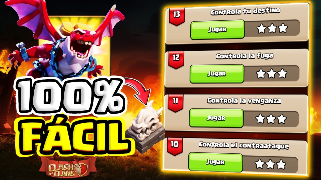 Campa&ntilde;a Heroica: Fuga Drac&oacute;nica 🔥 C&oacute;mo Completar los 5 &Uacute;ltimos Desaf&iacute;os 9 10 11 12 13 Clash of Clans